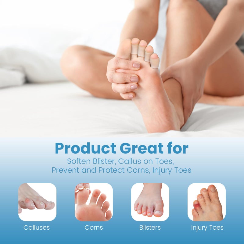 JKcare Transparent Pinky Toe Sleeves, Silicone Corn Cushions Pads, 12 Pack Little Toe Protectors for Corn, Blister and Injured Toenail Protection - Image 5